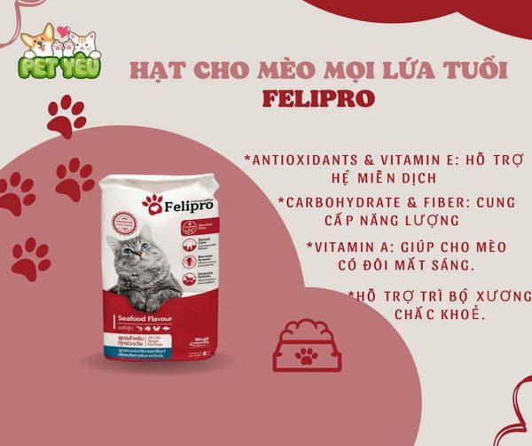 Thức ăn mèo FELIPRO - vị hải sản bao 8kg gồm 16 gói 500gr