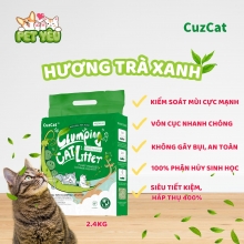 Cát vệ sinh mèo đậu nành CUZCAT - hương TRÀ XANH 2.4KG