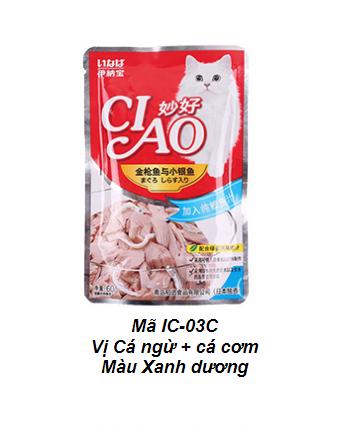 Pate mèo Ciao cá ngừ topping cá cơm gói 60gr