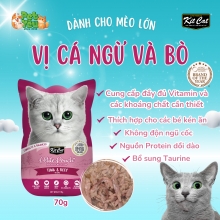 Pate cho mèo - KITCAT Petite Pouch vị Cá Ngừ & Bò 70g