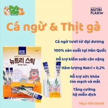Súp thưởng cho mèo NUTRI PLAN - Vị Cá Ngừ & Thịt Gà (Hộp 100 que)