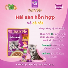 Whiskas ® Tasty Mix mèo con - vị hải sản và cà rốt 70gr