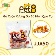 Snack Pet8 - JJA50 - Gà cuộn xương da bò hình quả tạ gói 400gr