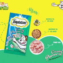 TEMPTATIONS Creamy Purrrr-ée - Súp thưởng cho mèo lớn vị cá ngừ & sò điệp túi 48g