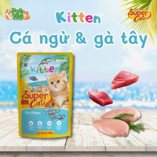 Pate SuperCat dành cho mèo con - Vị Cá ngừ & gà tây 400g