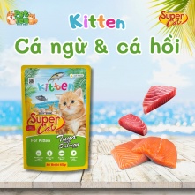 Pate SuperCat dành cho mèo con - Vị Cá ngừ & cá hồi 400g