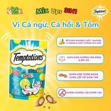 Bánh thưởng cho mèo Temptations - vị Cá Ngừ, Cá Hồi & Tôm túi 75g