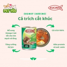 Pate Kucinta lon 400gr - VỊ CÁ TRÍCH CẮT KHÚC