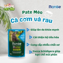 Pate mèo cao cấp Monge BWild Grain Free 85gr - vị CÁ CƠM & RAU