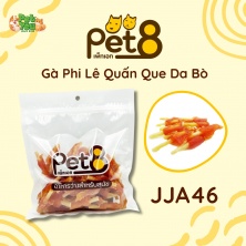 Snack Pet8 - JJA46 - Gà phi lê quấn que da bò gói 400gr