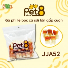 Snack Pet8 - JJA52 - Gà phi lê bọc cá sợi lớn gấp cuộn gói 350gr