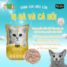 Pate cho mèo - KITCAT Petite Pouch vị Thịt gà & Cá Hồi 70g