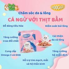 Pate cho mèo - MOOCHIE vị Cá Ngừ & Thịt Bằm 70g (Nuôi dưỡng làn da và lông )