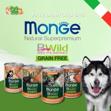 Pate MONGE BWild dành cho chó trưởng thành - Vị cá hồi, bí đỏ và bí xanh lon 400g