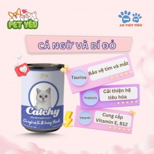 Pate mèo CATCHY LON 400GR - cá ngừ và bí đỏ trong thạch