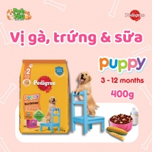 Hạt cho chó Pedigree PUPPY - Vị gà, trứng & sữa gói 400G