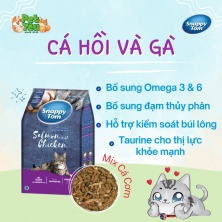 Hạt cho mèo Snappy Tom mix cá cơm - vị Cá hồi và gà gói 1.5kg