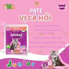 PATE WHISKAS dành cho mèo con - vị cá hồi túi 80gr