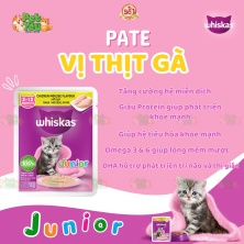 PATE WHISKAS dành cho mèo con - vị thịt gà túi 80gr