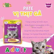 PATE WHISKAS dành cho mèo lớn - vị thịt gà túi 80gr