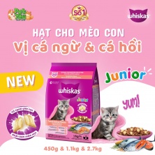 Thức ăn cho mèo con WHISKAS® Junior - vị cá ngừ và cá hồi gói 2.7kg