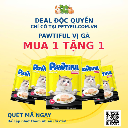 ( MUA 1 - TẶNG 1) Pate mèo Pawtiful vị GÀ 70G