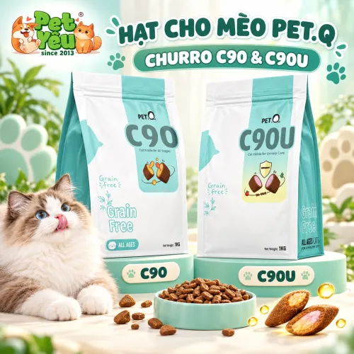 Thức Ăn Hạt Cho Mèo PetQ Churro C90 & C90U - Túi 1Kg