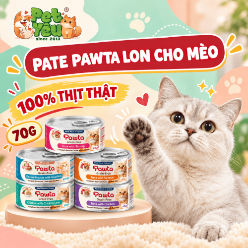 Pate Pawta Không Chứa Ngũ Cốc Cho Mèo Lon 70G 