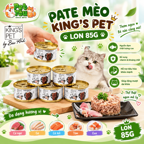 Pate Cho Mèo King's Pet Lon 85G - 8 Vị
