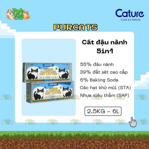 Cát đậu nành Purcats Mix Clumping 5in1 6L