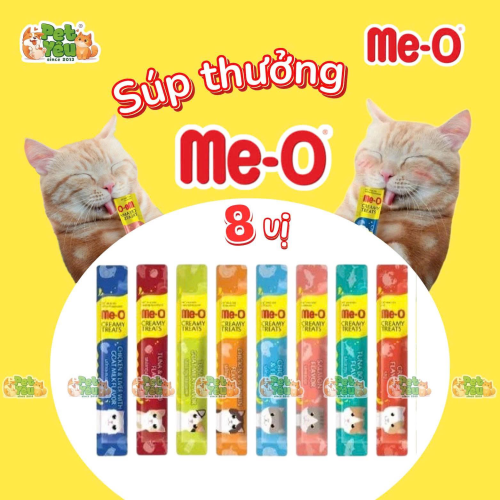 Súp thưởng dạng kem cho mèo ME-O Creamy Treats - Hộp 100 thanh Mix 4 vị