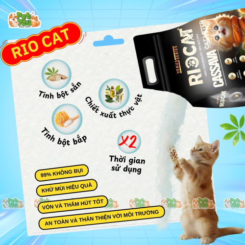 Cát sắn RIOCAT dành cho mèo túi 2kg - 6L