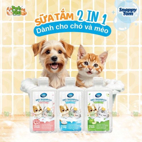 Sữa Tắm Xả SNAPPY TOM 2in1 Cho Thú Cưng - Chai 500ML