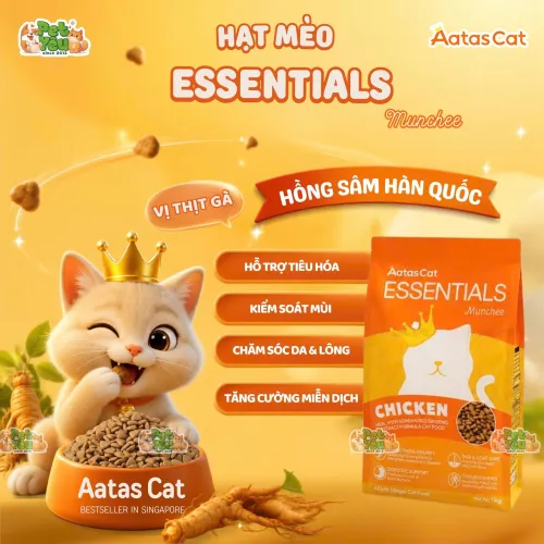 Thức ăn mèo AatasCat Essentials Munchee túi 1kg
