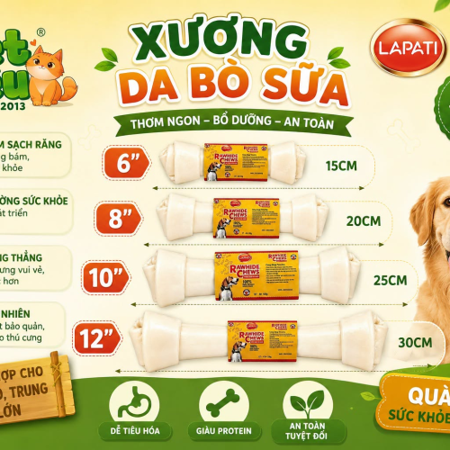 Xương Gặm Da Bò Hương Sữa Lapati Dành Cho Chó 