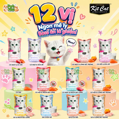 Súp thưởng Kit Cat Purr Puree dành cho mèo từ 2 tháng tuổi - Gói 75G (5 Que x15G)