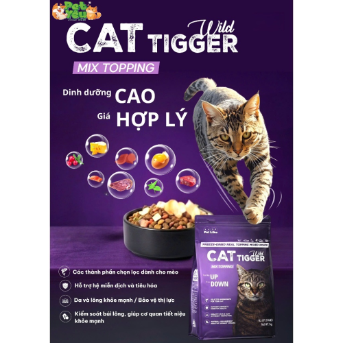 Thức ăn hạt cho mèo Cat Tigger Mix Topping - Túi 1Kg