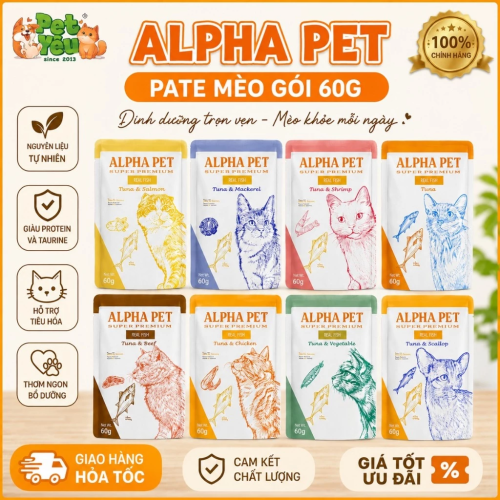 Pate Alpha Pet Cá Ngừ 60G Dành Cho Mèo – 8 Vị Topping Thơm Ngon