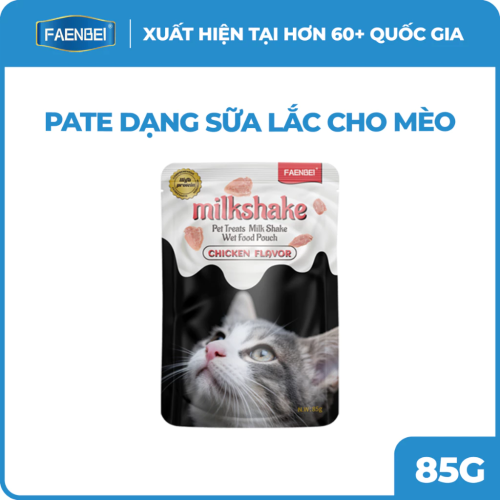 Pate sữa lắc FAENBEI vị thịt gà dành cho mèo từ 3 tháng tuổi - Túi 85G
