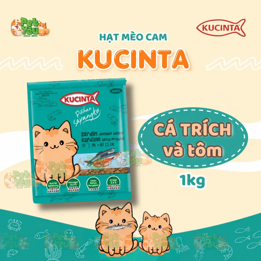 Thức Ăn Hạt Cho Mèo Kucinta Xuất Xứ Malaysia - Túi 1kg