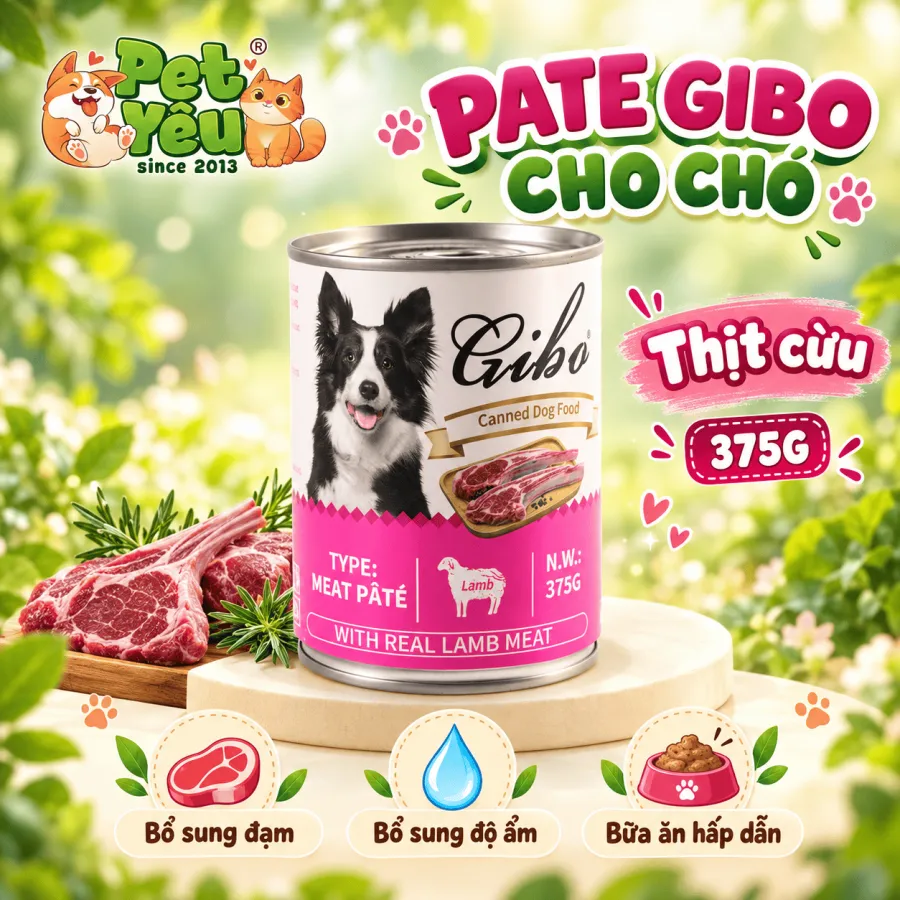 Pate Gibo Cho Chó Mọi Độ Tuổi - Lon 375G