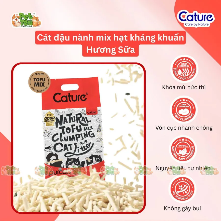 Cát đậu nành Cature Natural Tofu Clumping Cat Litter - Hương Sữa