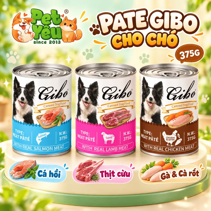 Pate Gibo Cho Chó Mọi Độ Tuổi - Lon 375G