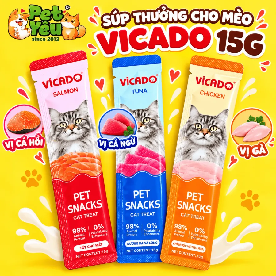 Súp Thưởng VICADO 15G Dành Cho Mèo ( Bịch 50 Thanh)
