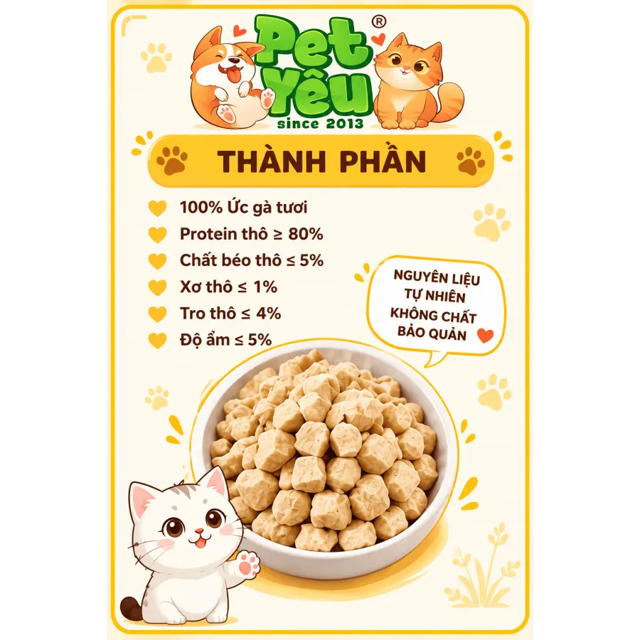 Gà Viên Sấy Thăng Hoa Maow Maow Cho Chó Mèo 