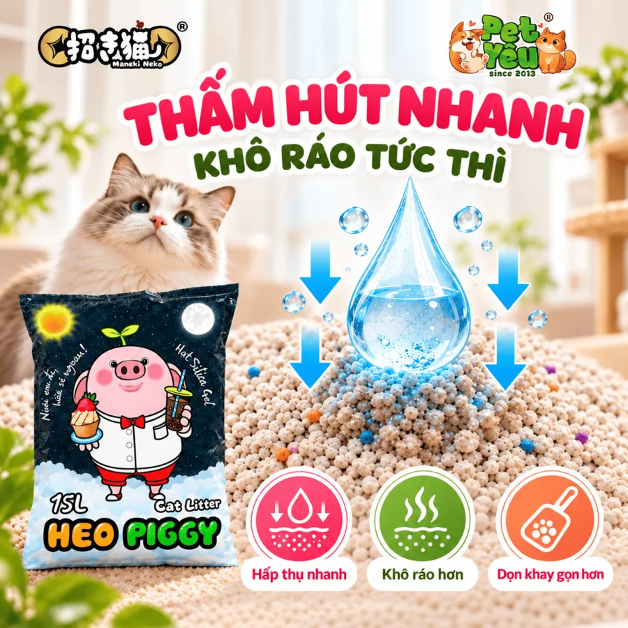 Cát Vệ Sinh Cho Mèo Heo Piggy Maneki Neko Hương Cà Phê 15L ( Túi 7Kg)
