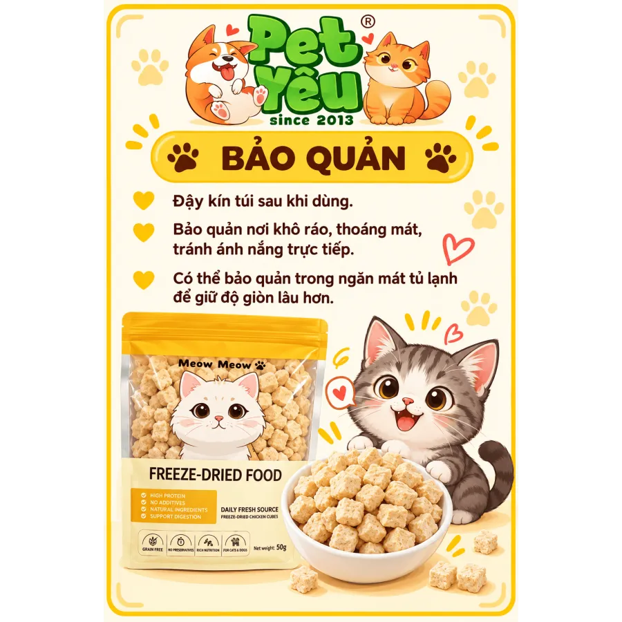 Gà Viên Sấy Thăng Hoa Maow Maow Cho Chó Mèo 