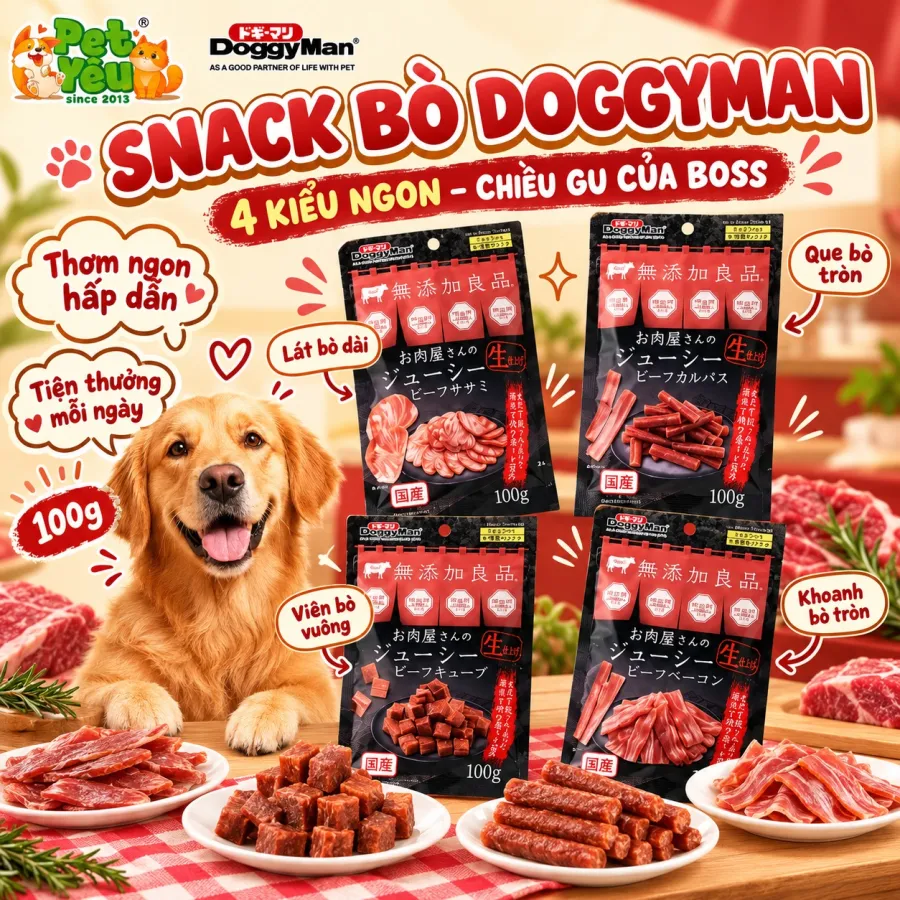 Bánh Thưởng DoggyMan Vị Bò Cho Chó – 100G