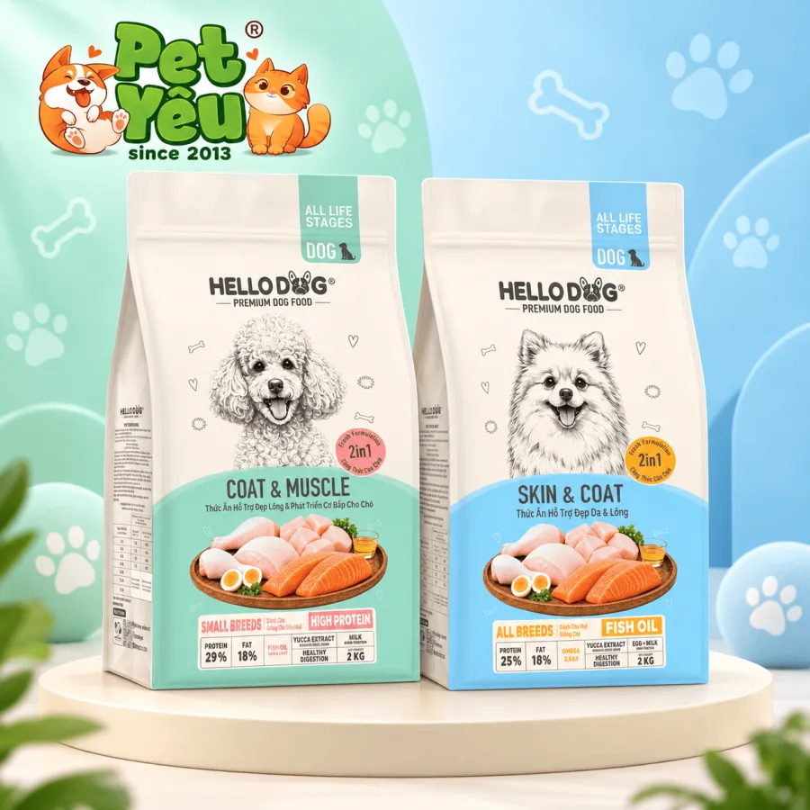 Hạt HELLO DOG 2in1 Công Thức Pháp Dành Cho Chó Mọi Lứa Tuổi - Túi 2kg