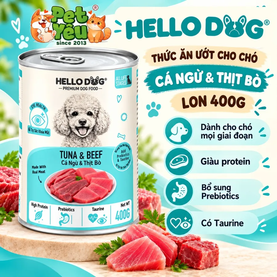 Pate Hello Dog Dành Cho Chó Mọi Lứa Tuổi - Lon 400G